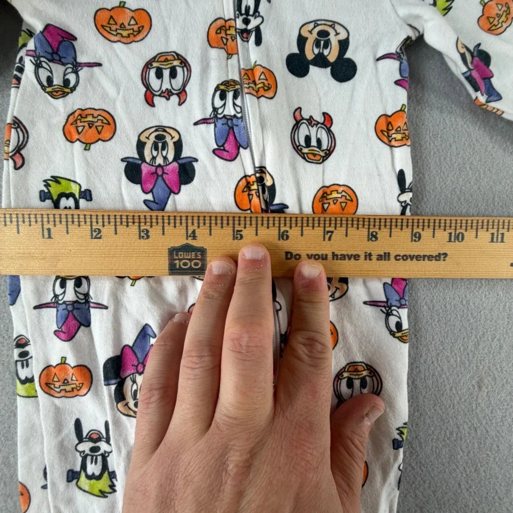 Disney Halloween Footed Sleeper 0/3M White Mickey Minnie Goofy Pumpkin Costume